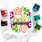Tim Holtz Distress Embossing Glaze Seedless Preserves Ranger tde79200 Hello My Sweet Friend Card | color-code:ALT01