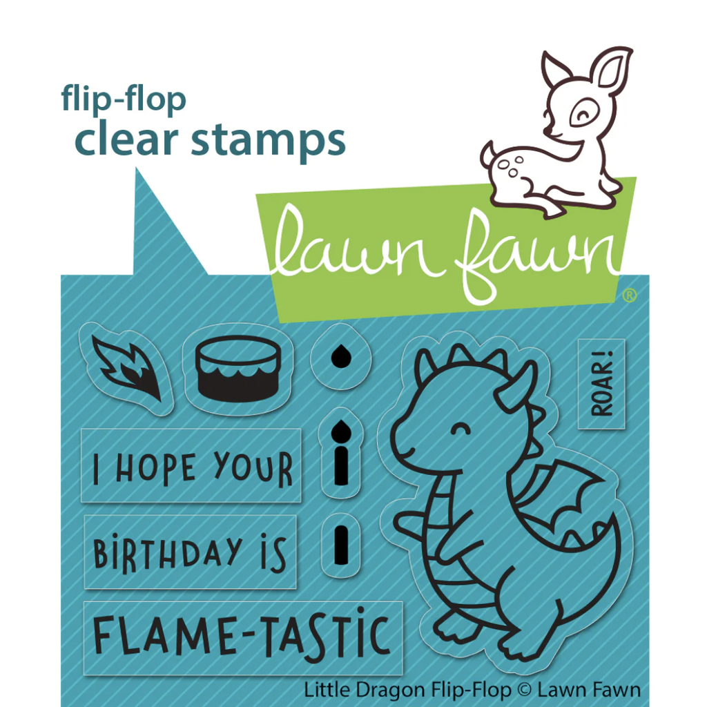 Lawn Fawn Little Dragon Flip-Flop Clear Stamps lf3427