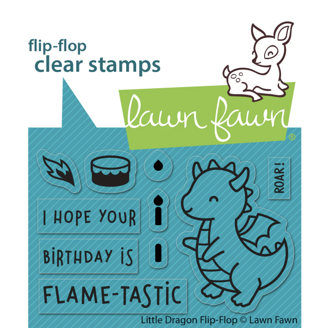 Lawn Fawn Little Dragon Flip-Flop Clear Stamps lf3427