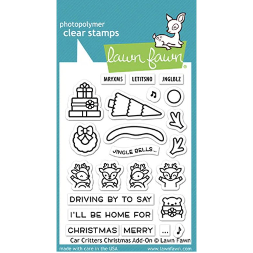 Lawn Fawn Car Critters Christmas Add-On Clear Stamps lf2423