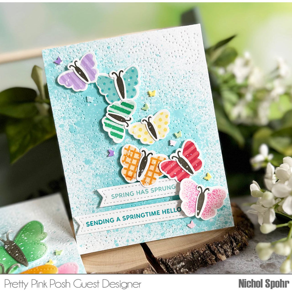 Tim Holtz Distress Spray Stain Salvaged Patina Ranger tss72782 Rainbow Butterflies Cards | color-code:ALT99