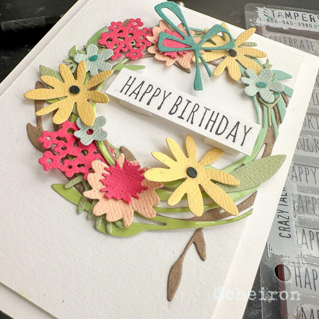 Tim Holtz Distress Collage Medium Matte 2OZ tda73031 Floral Wreath Birthday Card | color-code:ALT12