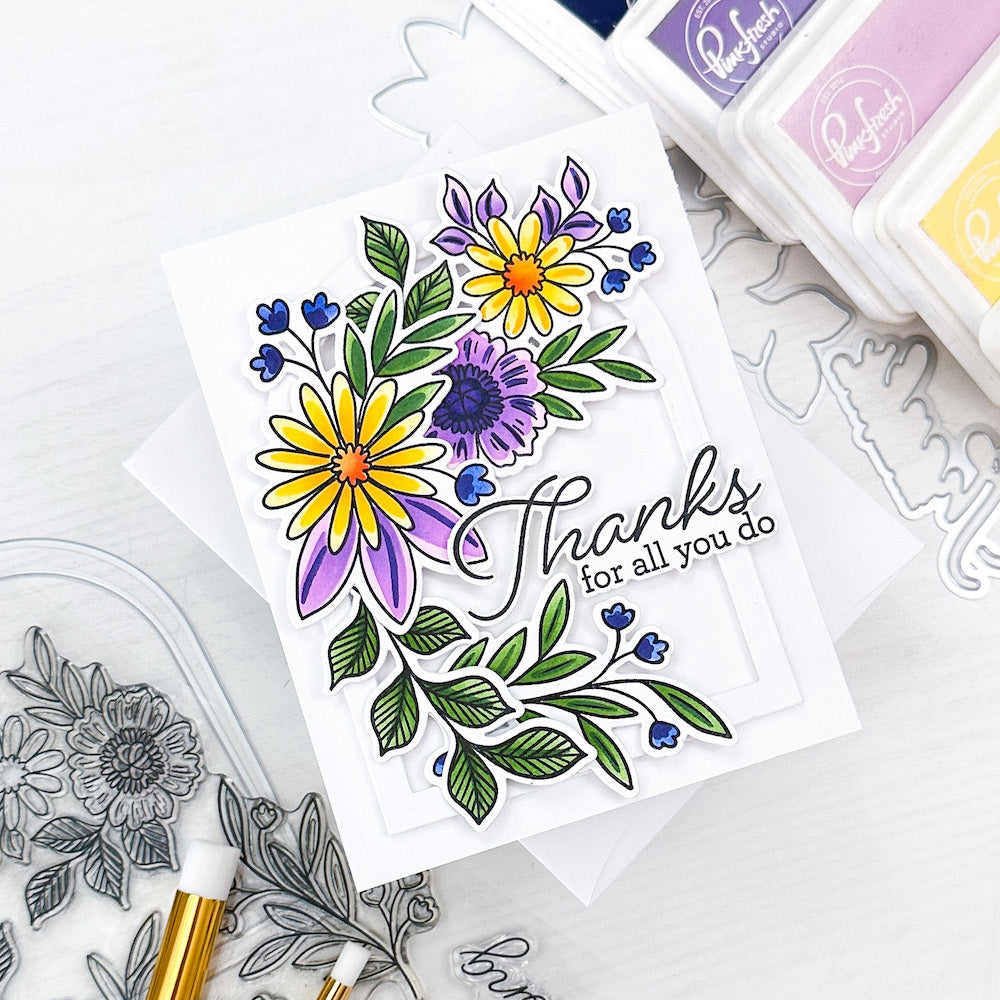 RESERVE PinkFresh Studio Happy For You Stencil 194923 Purple Thanks | color-code:ALT03