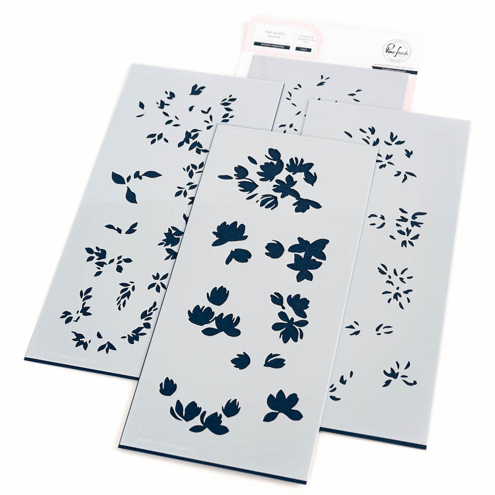 PinkFresh Studio Artistic Magnolias Stencil Set 195423