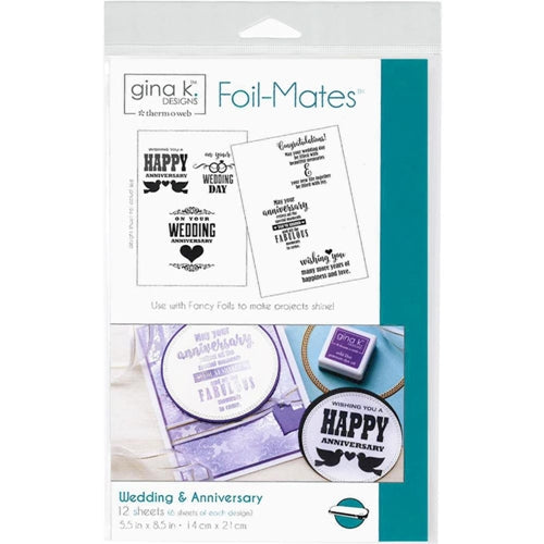 Simon Says Stamp! Therm O Web Gina K Designs WEDDING AND ANNIVERSARY Sentiments Foil-Mates Sheets 18025