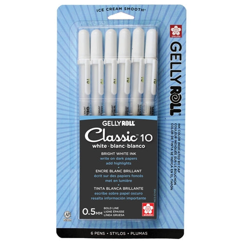 Simon Says Stamp! Sakura CLASSIC WHITE Bold Line Gelly Roll Pens Set of 6 57458
