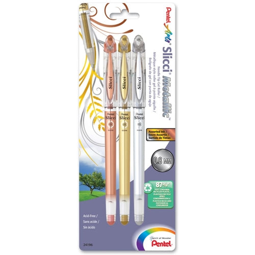 Simon Says Stamp! Pentel Slicci METALLIC GEL PENS Gold Silver Bronze bg208bp3