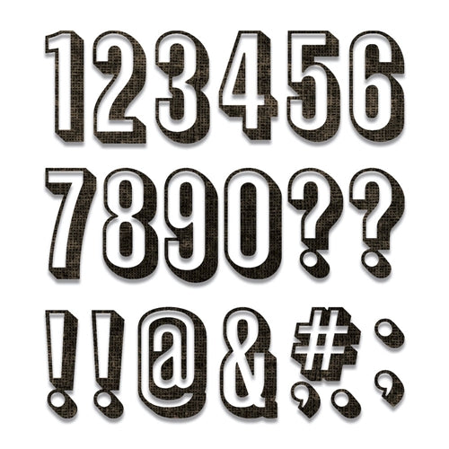 Simon Says Stamp! Tim Holtz Sizzix ALPHANUMERIC SHADOW NUMBERS Thinlits Dies 664808