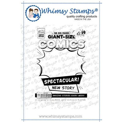 Simon Says Stamp! Whimsy Stamps COMIC BOOK COVER Cling Stamp DDB0049