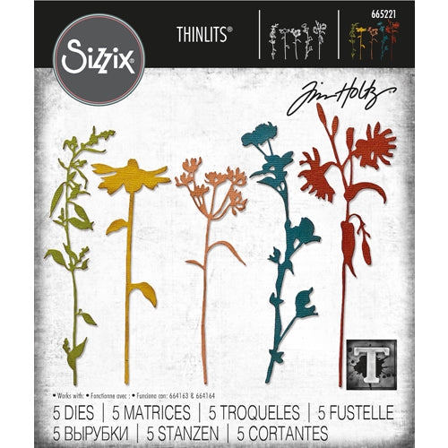 Simon Says Stamp! Tim Holtz Sizzix WILDFLOWER STEMS 3 Thinlits Dies 665221