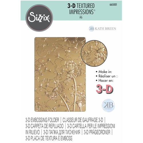 Simon Says Stamp! Sizzix Textured Impressions DANDELION WISH 3D Embossing Folder 665001