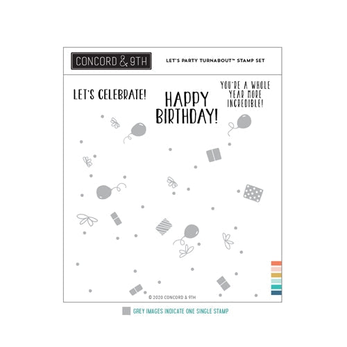 Simon Says Stamp! Concord & 9th LET'S PARTY TURNABOUT Clear Stamp Set 11055