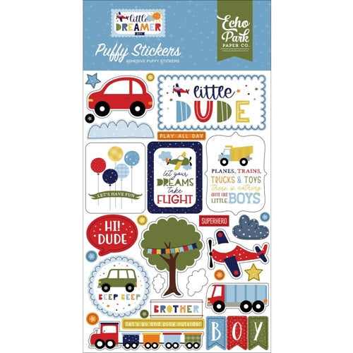 Simon Says Stamp! Echo Park LITTLE DREAMER BOY Puffy Stickers ldb238066*