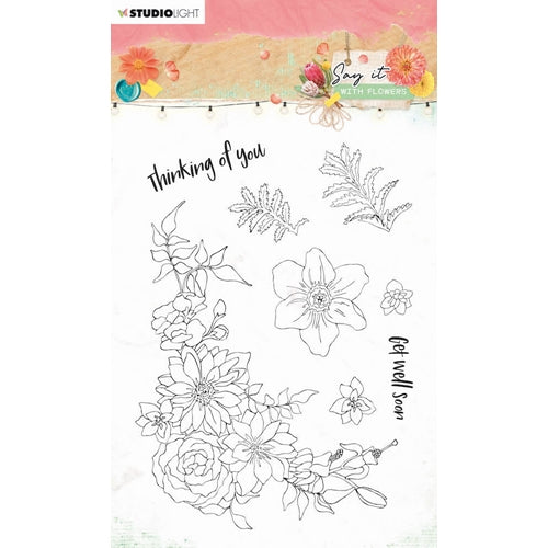 Simon Says Stamp! Studio Light SAY IT WITH FLOWERS 525 Clear Stamps slswfstamp525*