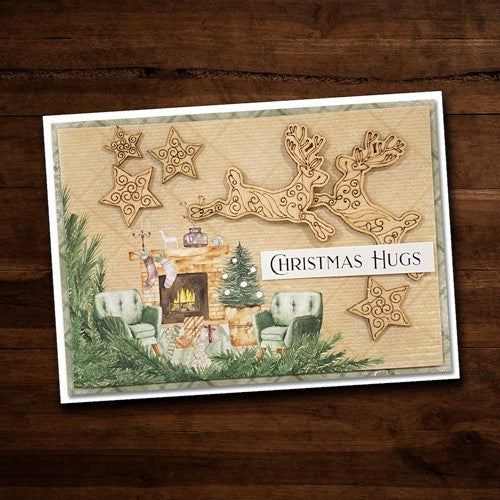 Simon Says Stamp! Paper Rose DEER ORNAMENTS Wood Embellishments 23926*