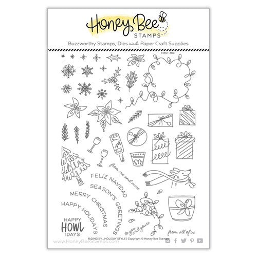 Simon Says Stamp! Honey Bee RIDING BY HOLIDAY STYLE Clear Stamp Set hbst389*