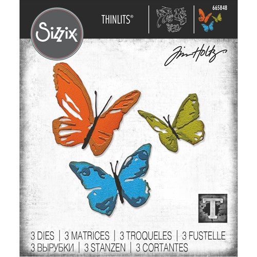 Simon Says Stamp! Tim Holtz Sizzix BRUSHSTROKE BUTTERFLIES Thinlits Dies 665848