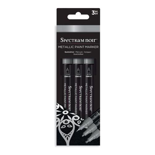 Simon Says Stamp! Spectrum Noir QUICKSILVER Metallic Paint Marker Set Of 3 sn-mtpm-sil3
