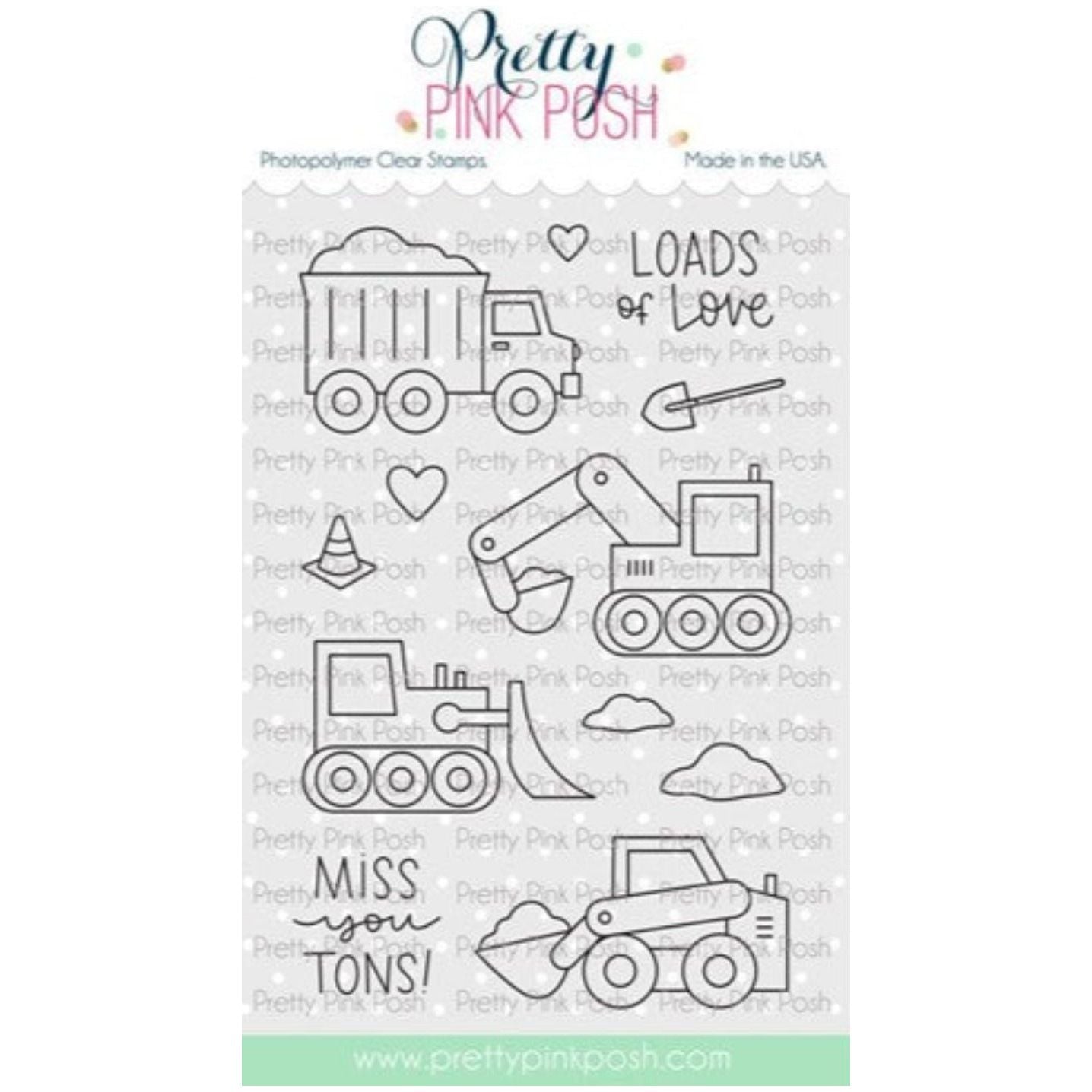 Simon Says Stamp! Pretty Pink Posh CONSTRUCTION TRUCKS Clear Stamps
