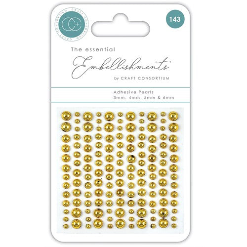Simon Says Stamp! Craft Consortium Essential Elements GOLD PEARLS Adhesive Embellishments CEAPRL002