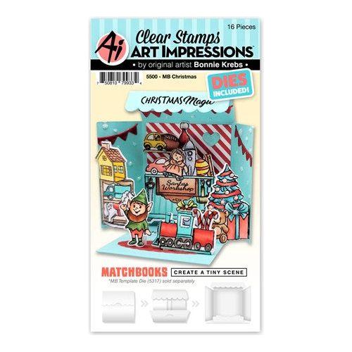 Simon Says Stamp! Art Impressions Matchbook CHRISTMAS Clear Stamps and Dies 5500