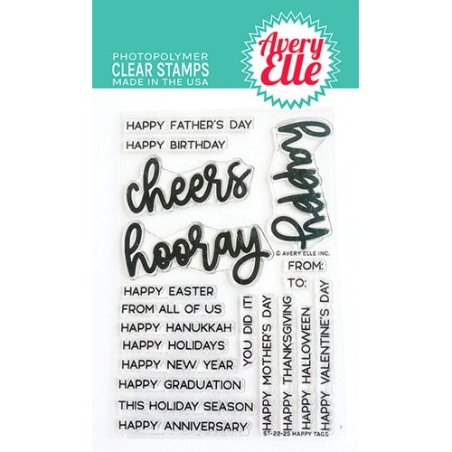 Simon Says Stamp! Avery Elle Clear Stamps HAPPY TAGS ST-22-25