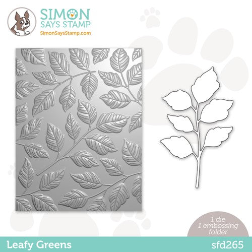 Simon Says Stamp! Simon Says Stamp Embossing Folder And Die LEAFY GREENS sfd265 Cozy Hugs