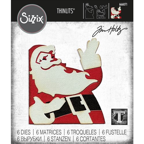 Simon Says Stamp! Tim Holtz Sizzix RETRO SANTA Thinlits Dies 666071
