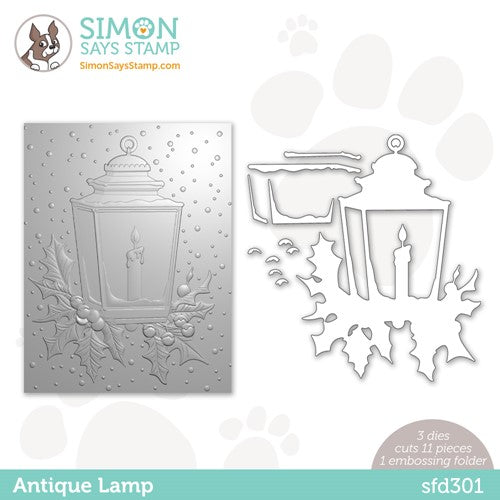 Simon Says Stamp! Simon Says Stamp Embossing Folder And Dies ANTIQUE LAMP sfd301 Holiday Sparkle