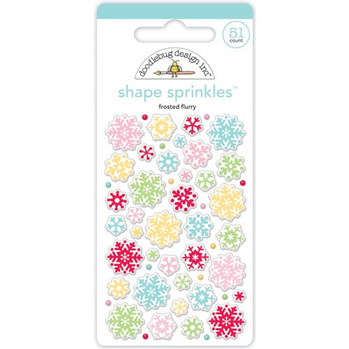Simon Says Stamp! Doodlebug FROSTED FLURRY Enamel Shape Sprinkles 7904