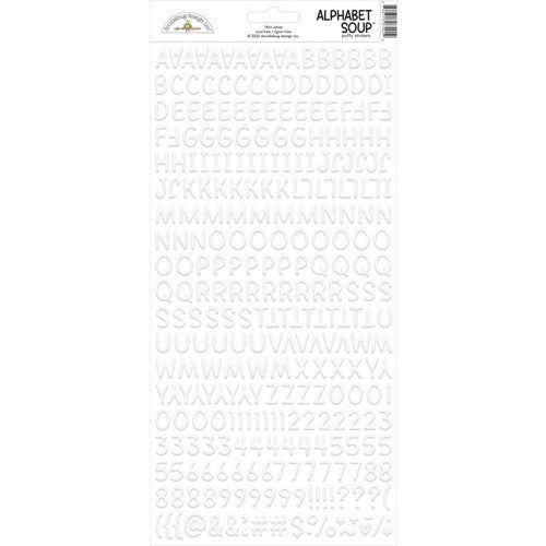 Simon Says Stamp! Doodlebug LILY WHITE Alphabet Soup Puffy Stickers 7401