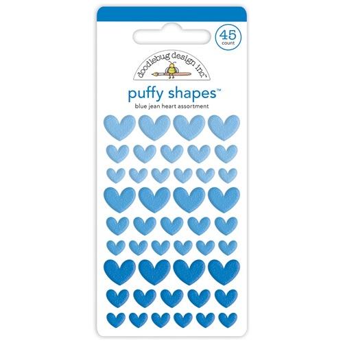 Simon Says Stamp! Doodlebug BLUE JEAN Heart Puffy Shapes 7716