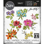 Simon Says Stamp! Tim Holtz Sizzix BRUSHSTROKE FLOWERS MINI Thinlits Dies 666284