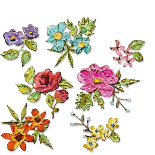 Simon Says Stamp! Tim Holtz Sizzix BRUSHSTROKE FLOWERS MINI Thinlits Dies 666284