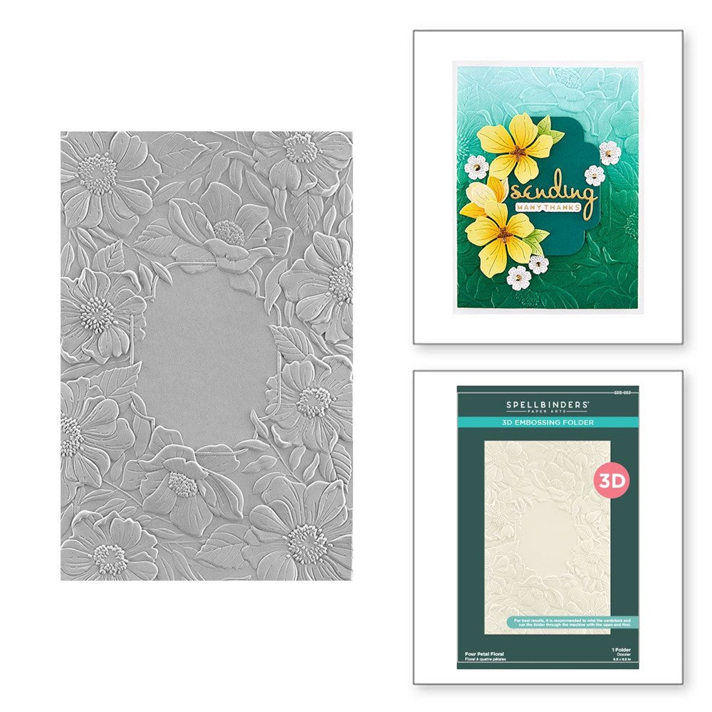 E3D-053 Spellbinders FOUR PETAL FLOWER 3D Embossing Folder detail