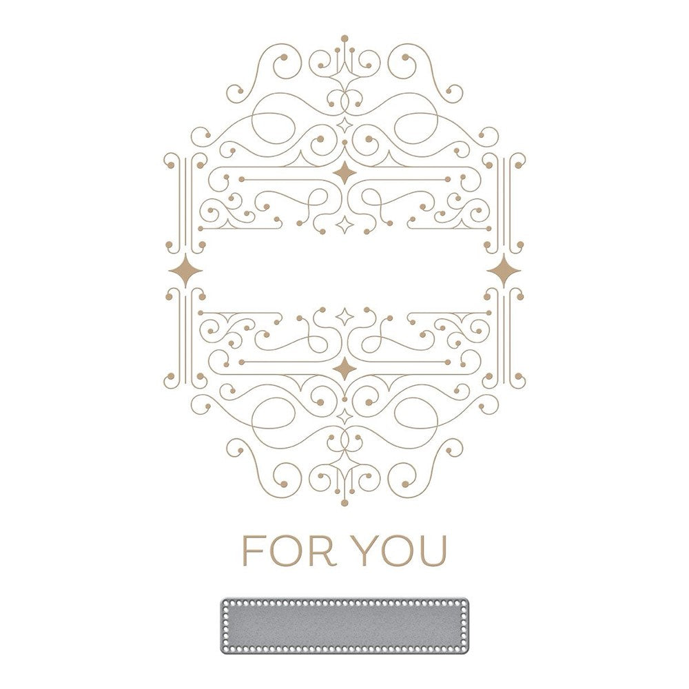 GLP-370 Spellbinders FOUR PETAL SCROLL LABEL Hot Foil Plate and Die Set