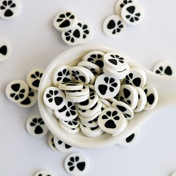This Calls for Confetti Black and White Paw Prints Clay Embellishments