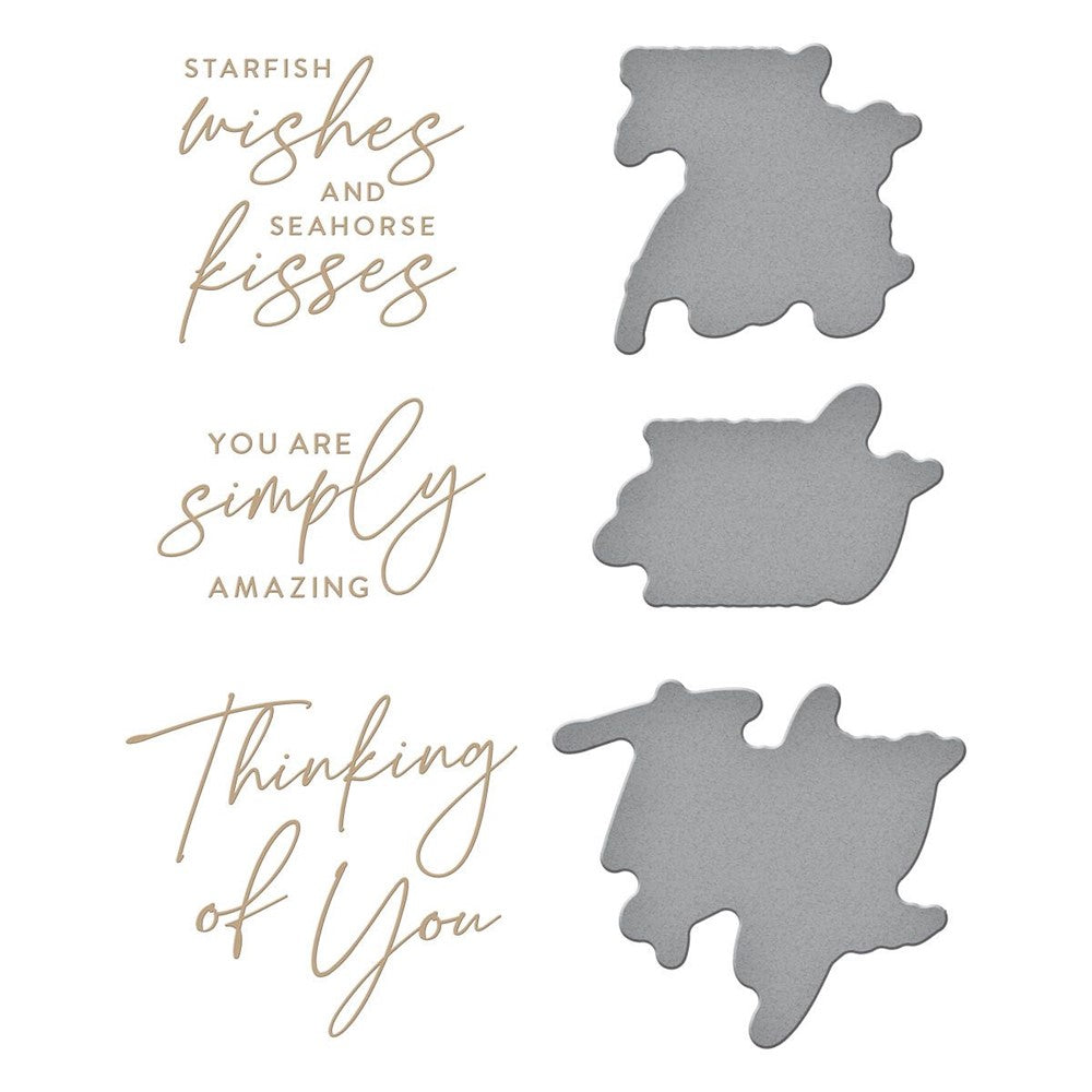 GLP-372 Spellbinders Seahorse Kisses Sentiments Glimmer Hot Foil Plates and Die Set