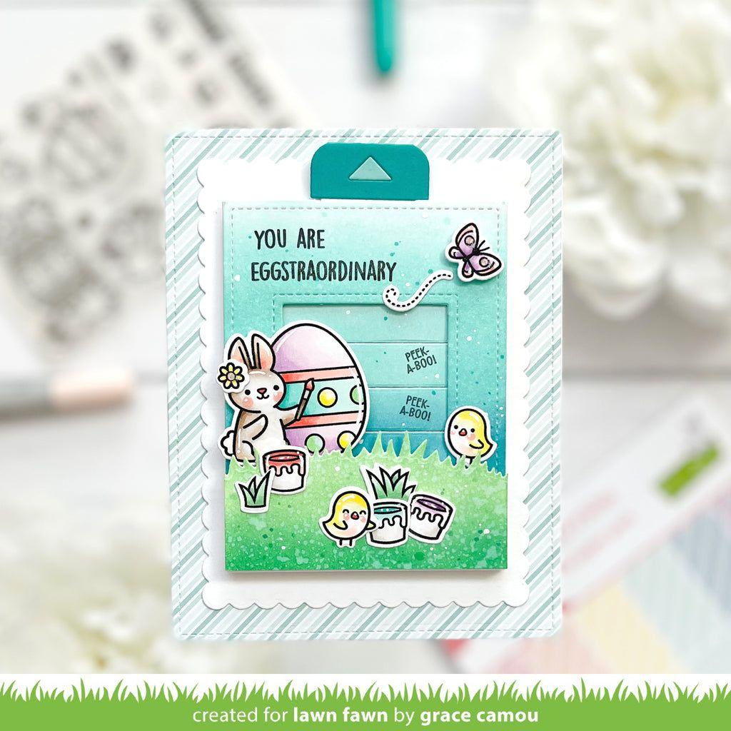 Lawn Fawn Set Eggstraordinary Easter Clear Stamps and Dies lfee easter interactive card