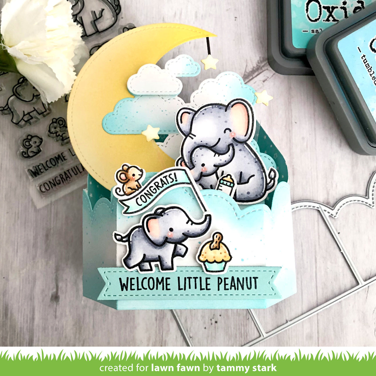 Tim Holtz Distress Oxide Ink Pad TUMBLED GLASS Ranger tdo56287 3D Baby Card | color-code:ALT03