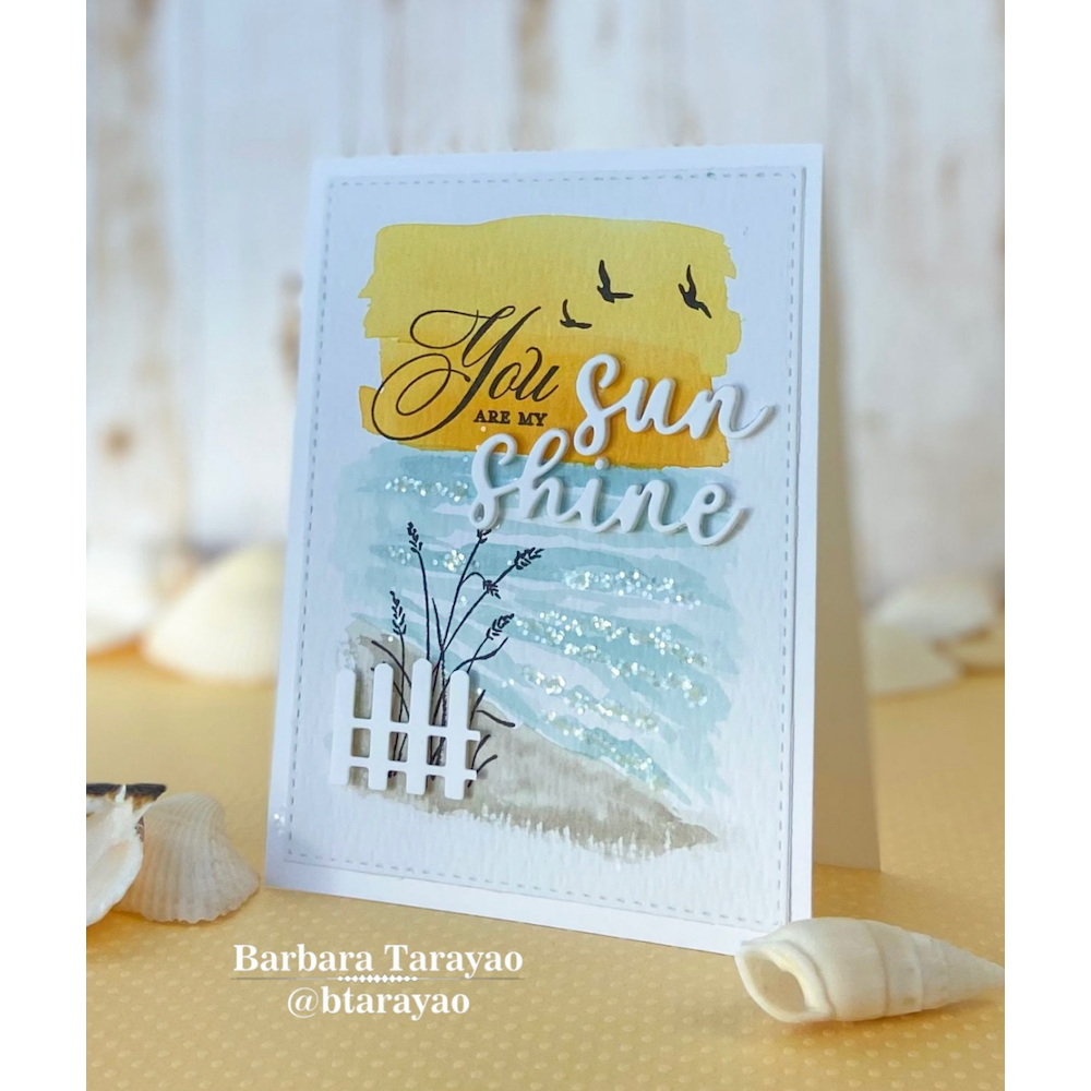 Tim Holtz Distress Ink Pad FOSSILIZED AMBER Ranger TIM43225 Sunshine Beach Card | color-code:ALT833