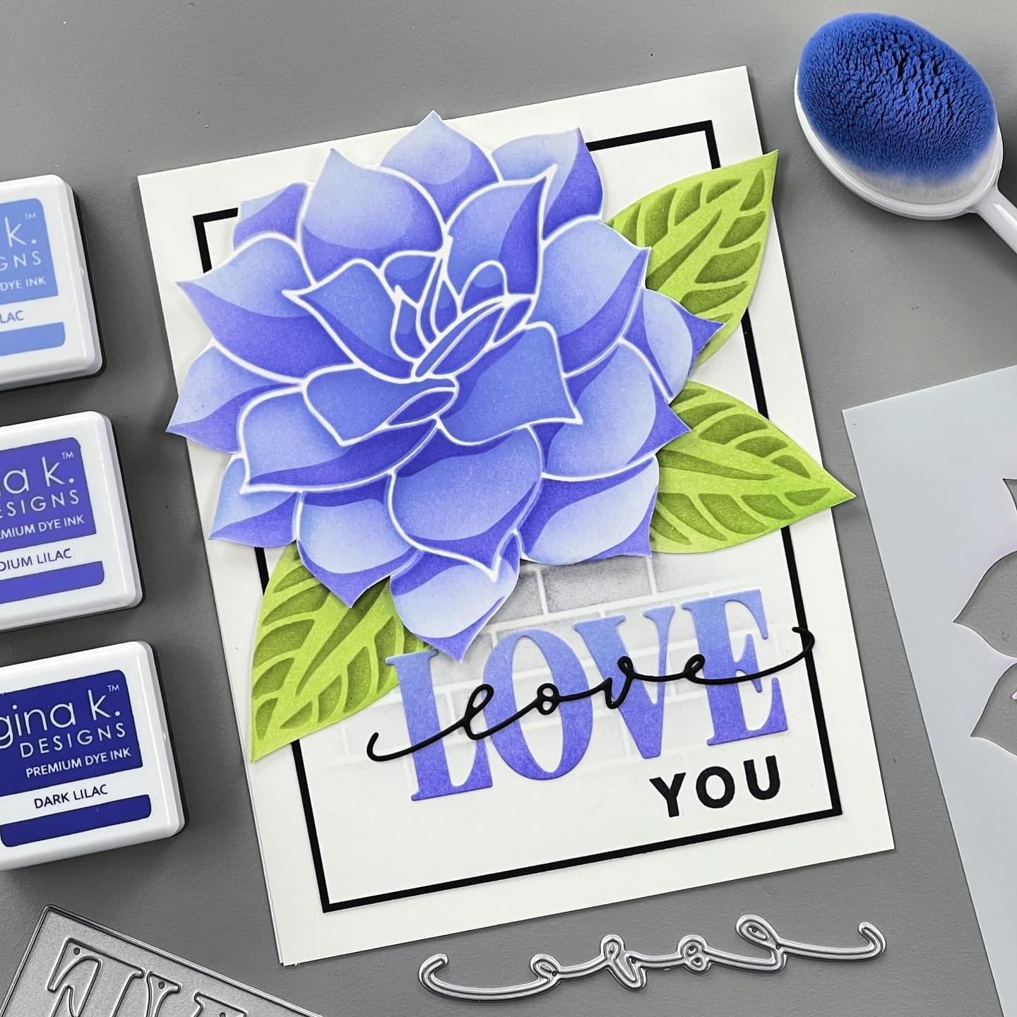 Gina K Designs LAYERED PEONY Stencils gkdst45 Love You Flower