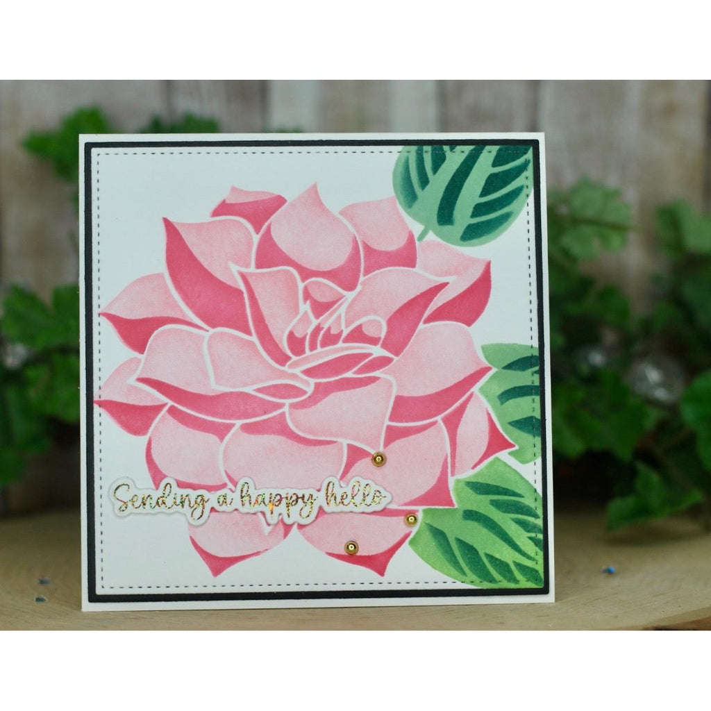Gina K Designs LAYERED PEONY Stencils gkdst45 Happy Hello