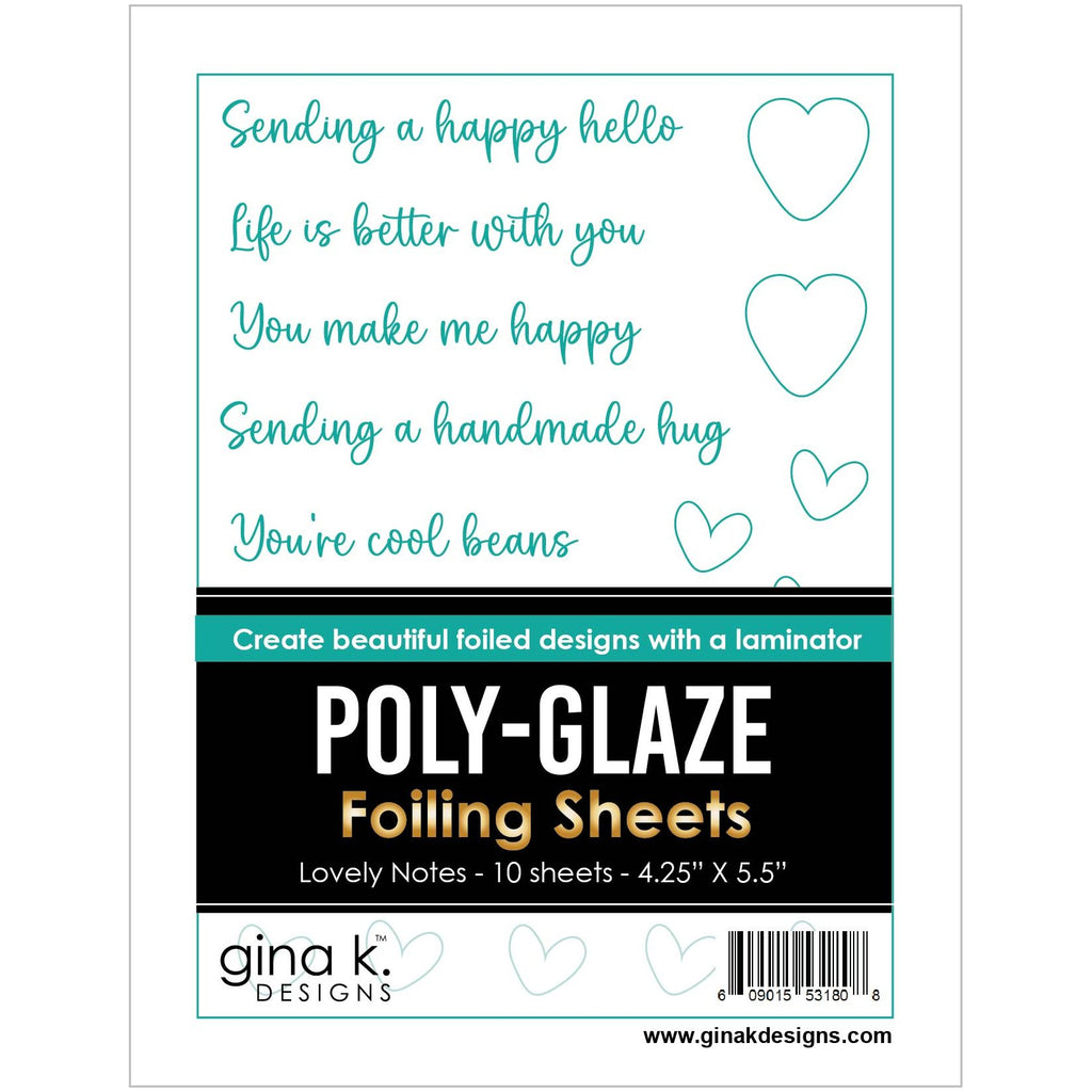 Gina K Designs Lovely Notes Poly-Glaze Foiling Sheets pgfln