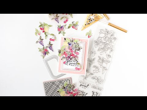 PinkFresh Studio Fruitalicious Stencil Set 189923 You're Sweet Floral Encouragement Card Video