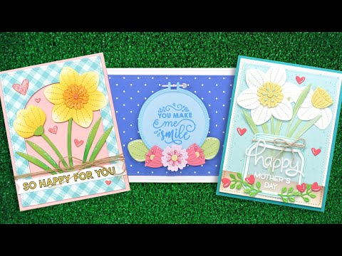 Lawn Fawn Darling Daffodils Dies lf3097 introduction and samples with tutorials