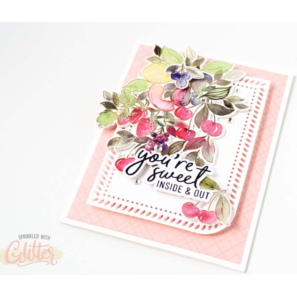 PinkFresh Studio Rounded and Braided Rectangle Die Set pf106es You're Sweet Floral Encouragement Card | color-code:ALT07