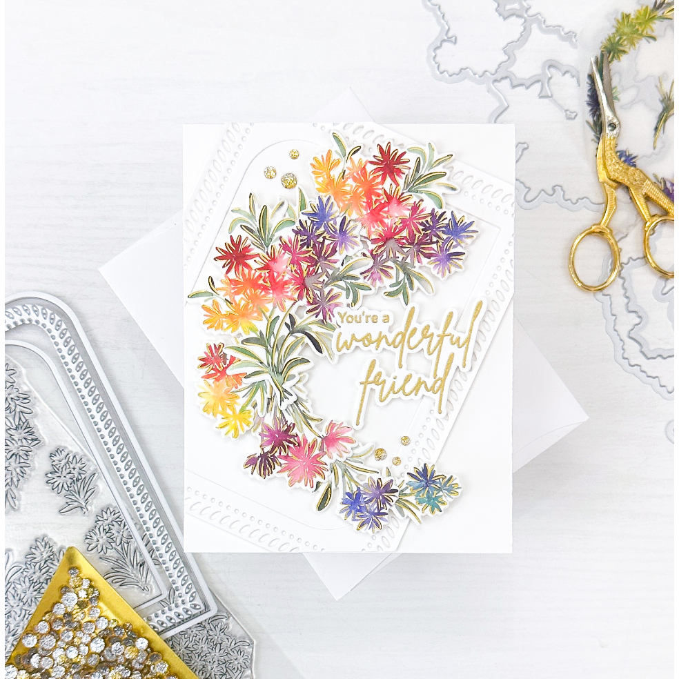 PinkFresh Studio Rounded and Braided Rectangle Die Set pf106es Wonderful Friend Card | color-code:ALT08