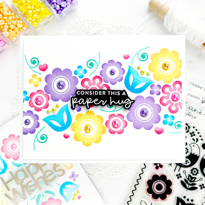 Colorful Florals Paper Hug Card | color-code:ALT04