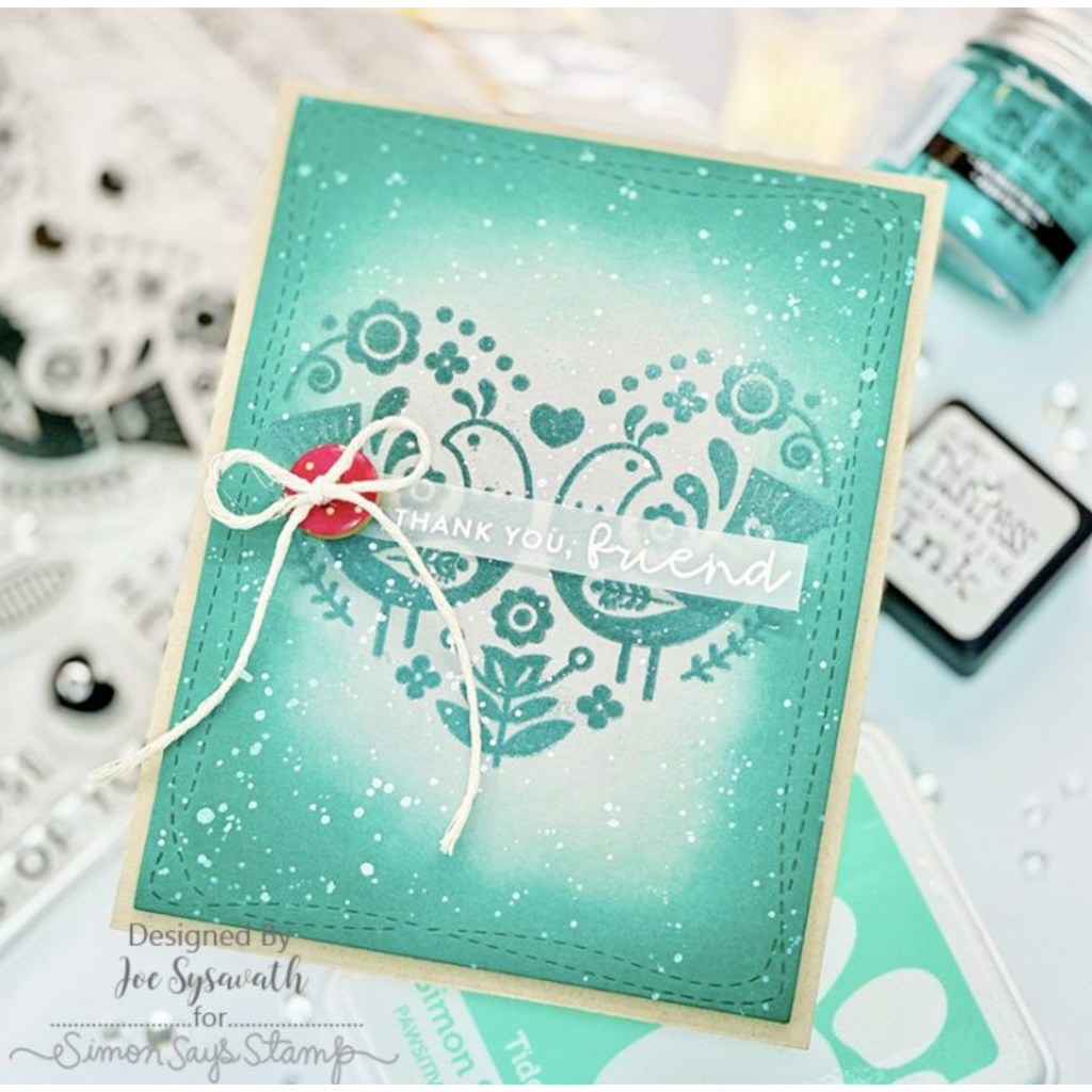 Aqua Folk Heart Card | color-code:ALT12